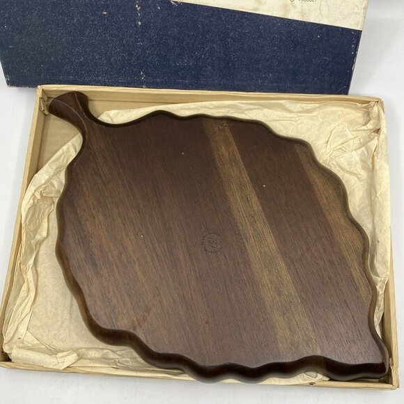 Vintage Kala Wood Hand Rubbed Carved 3 Section Leaf Tray MCM Mid Century Dark - Picture 6 of 10